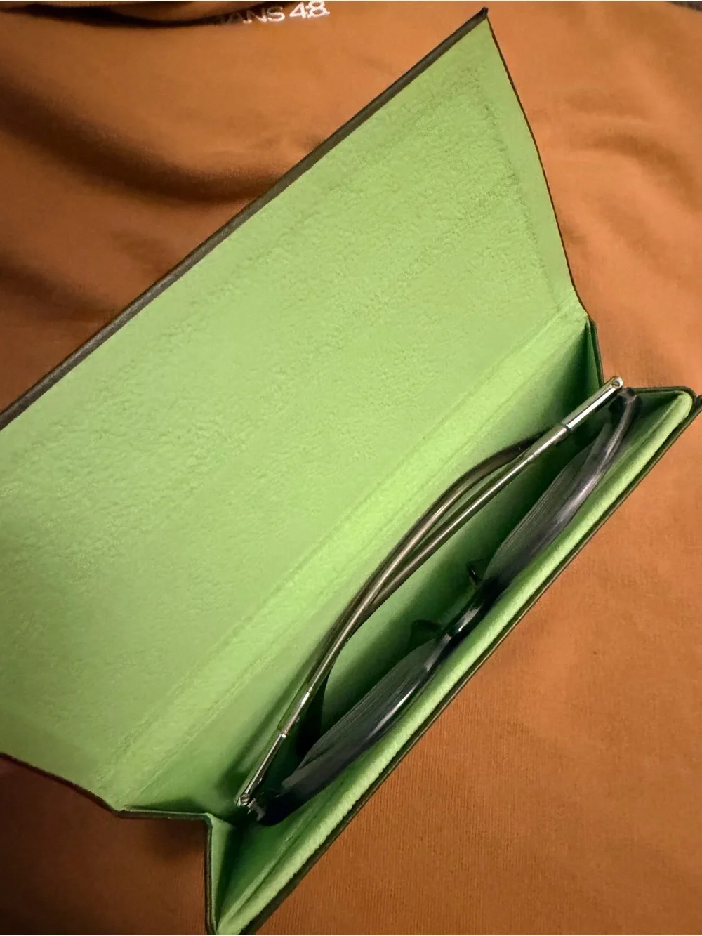 Longchamp Green eye glass case  with Embossed b Logo
